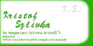 kristof szlivka business card